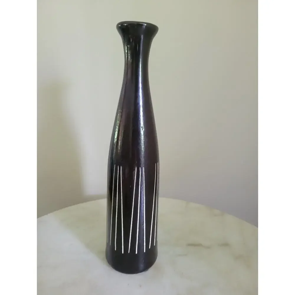 Vintage MCM Brown Abstract Art Retro Vase LARRY LASLO By ROYAL HAEGER